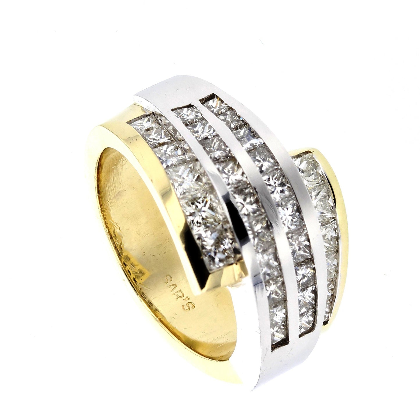 Two Tone Gold Princes Cut Diamond Ring