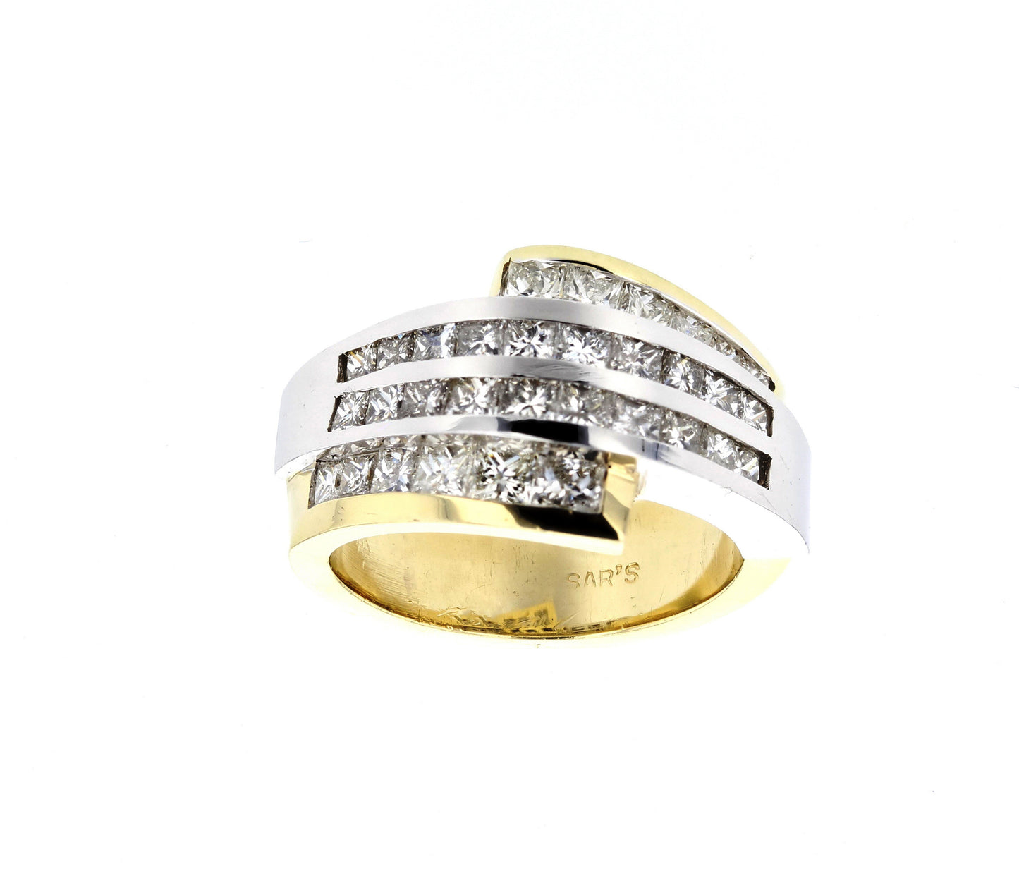 Two Tone Gold Princes Cut Diamond Ring