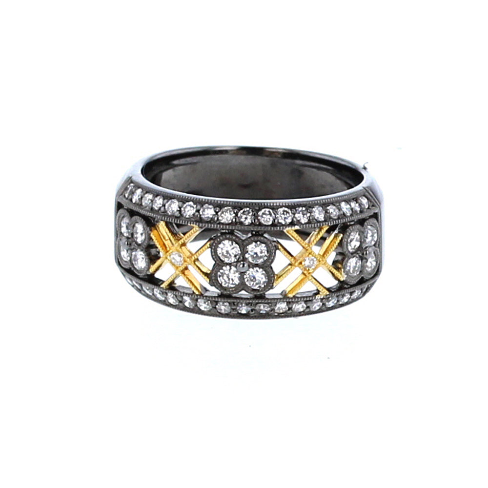 White Gold Black Rhodium Diamond Ring