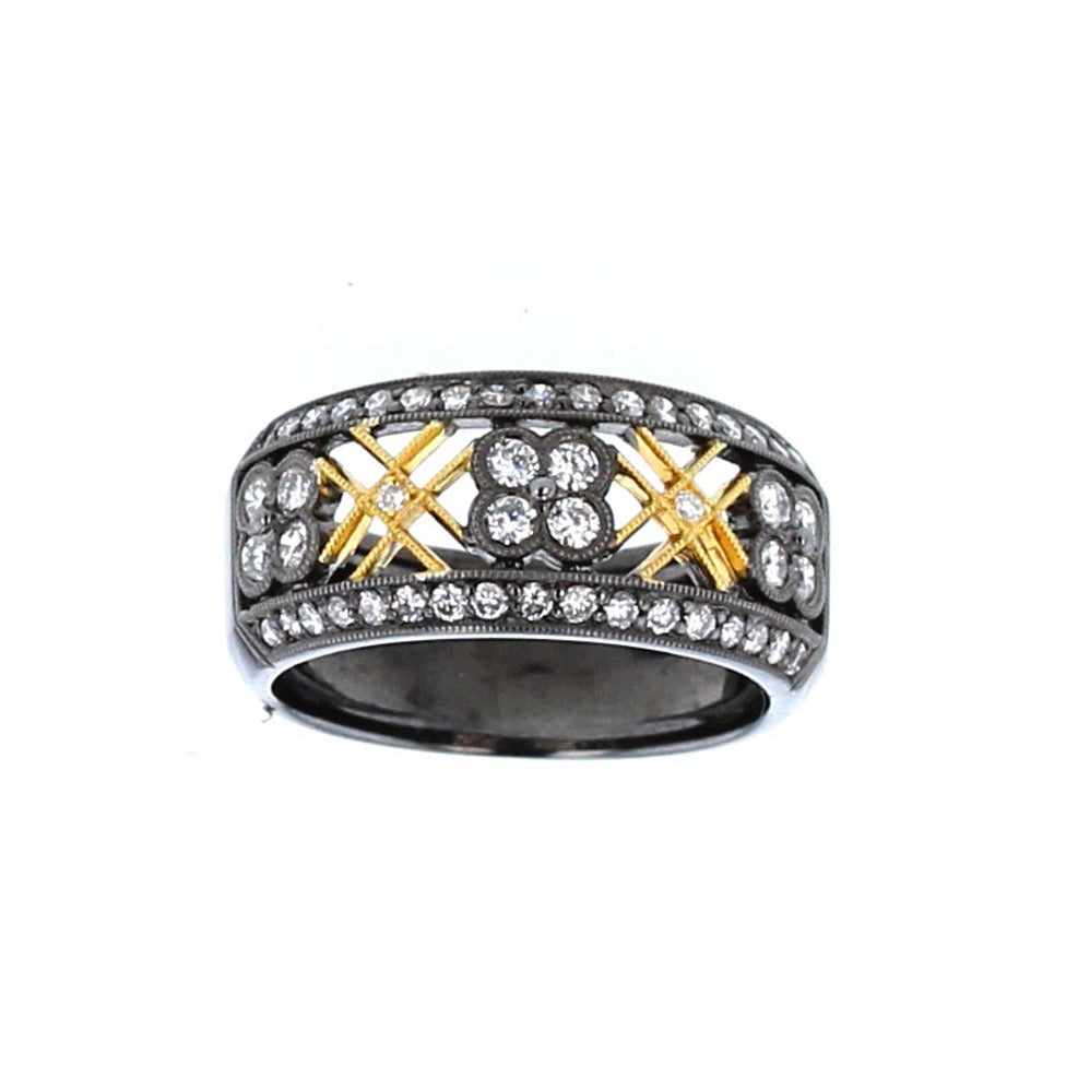 White Gold Black Rhodium Diamond Ring