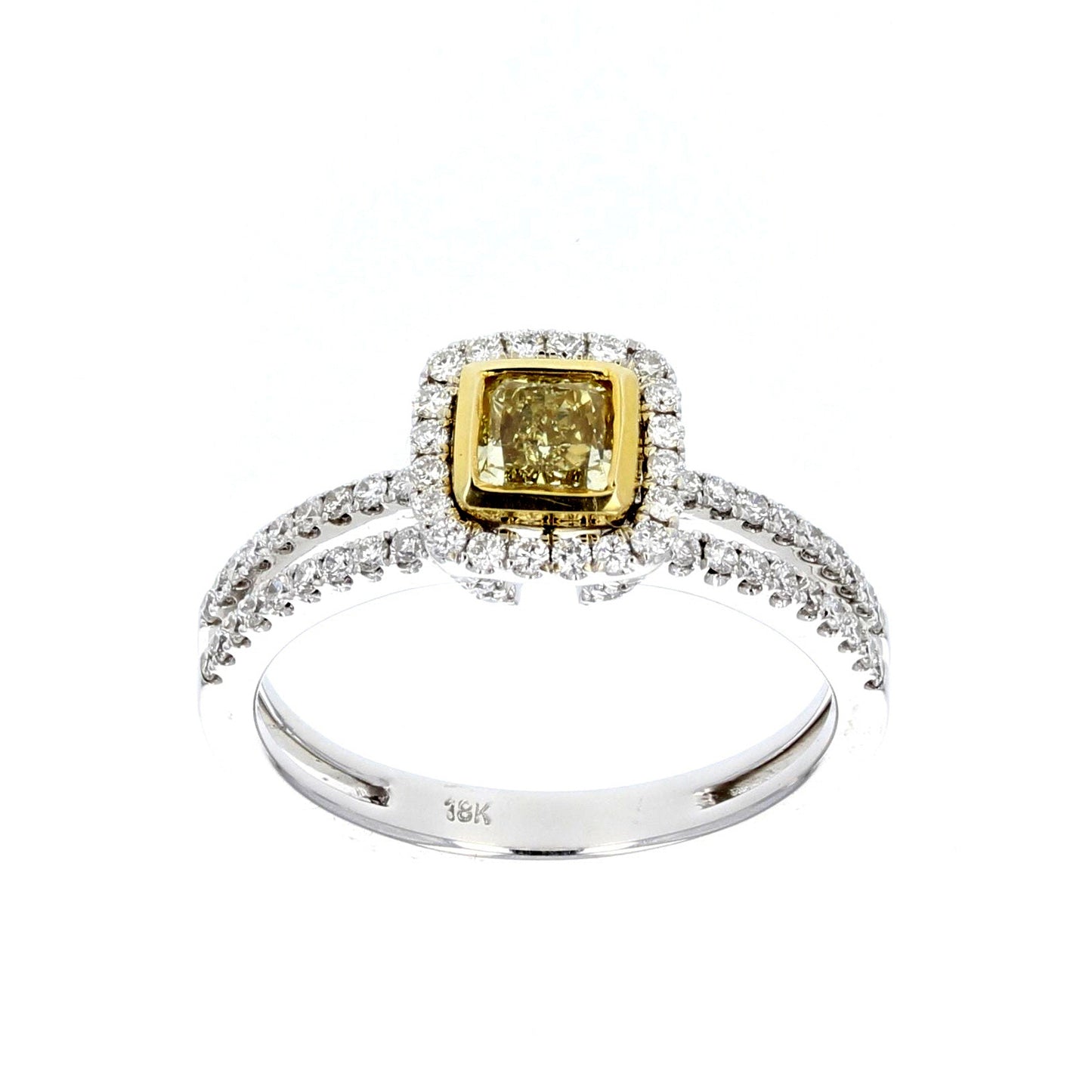 18KT White Gold Yellow Diamond Engagement Ring