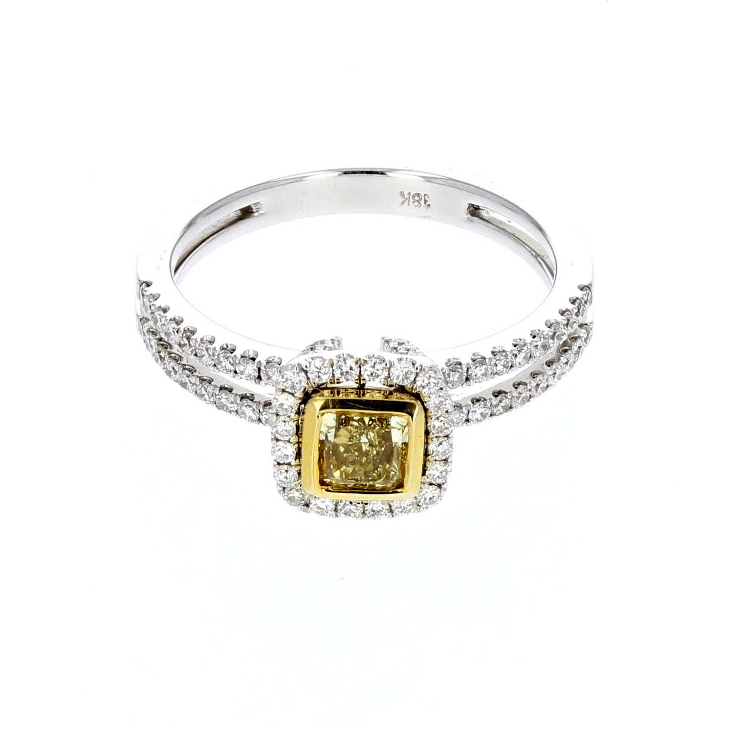 18KT White Gold Yellow Diamond Engagement Ring