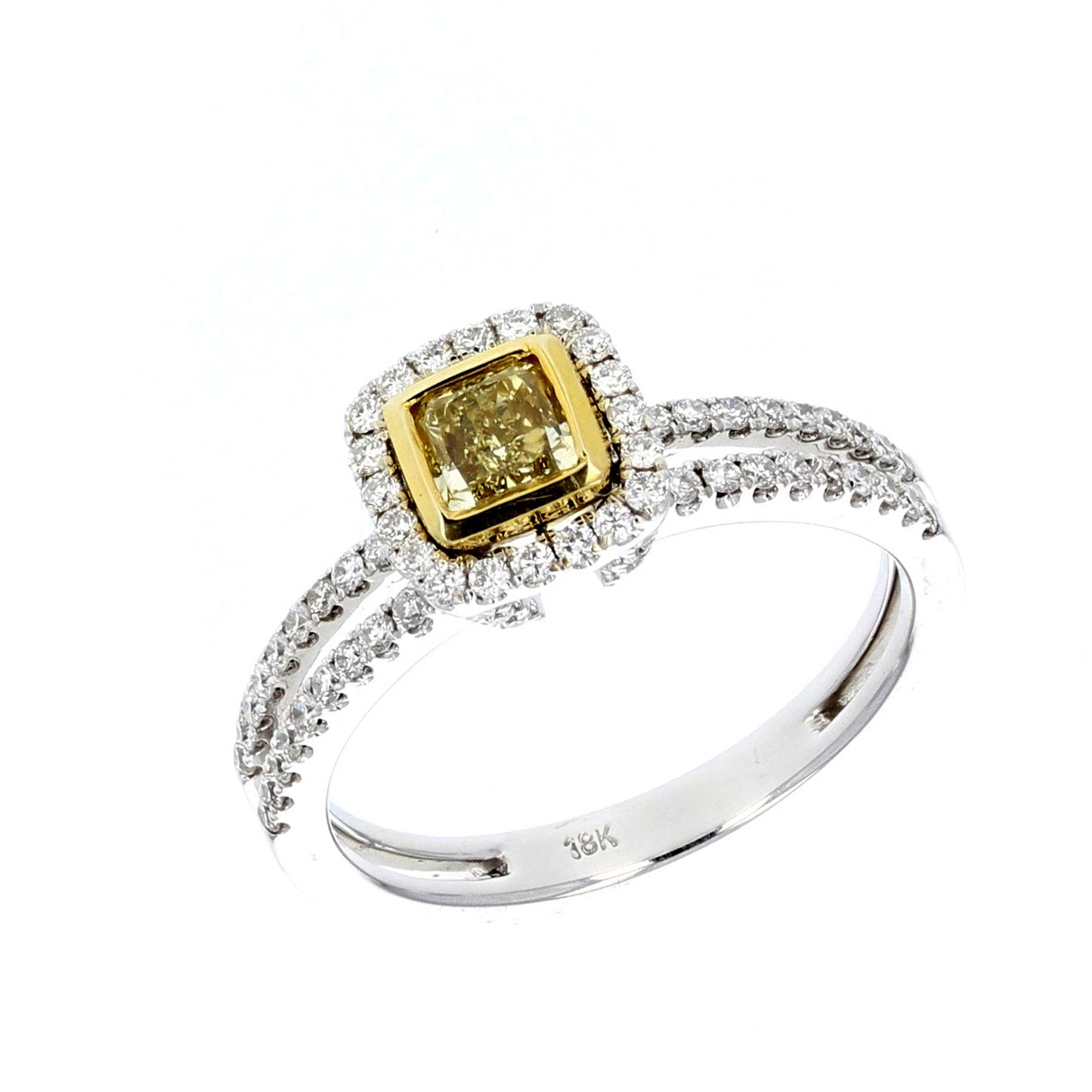 18KT White Gold Yellow Diamond Engagement Ring