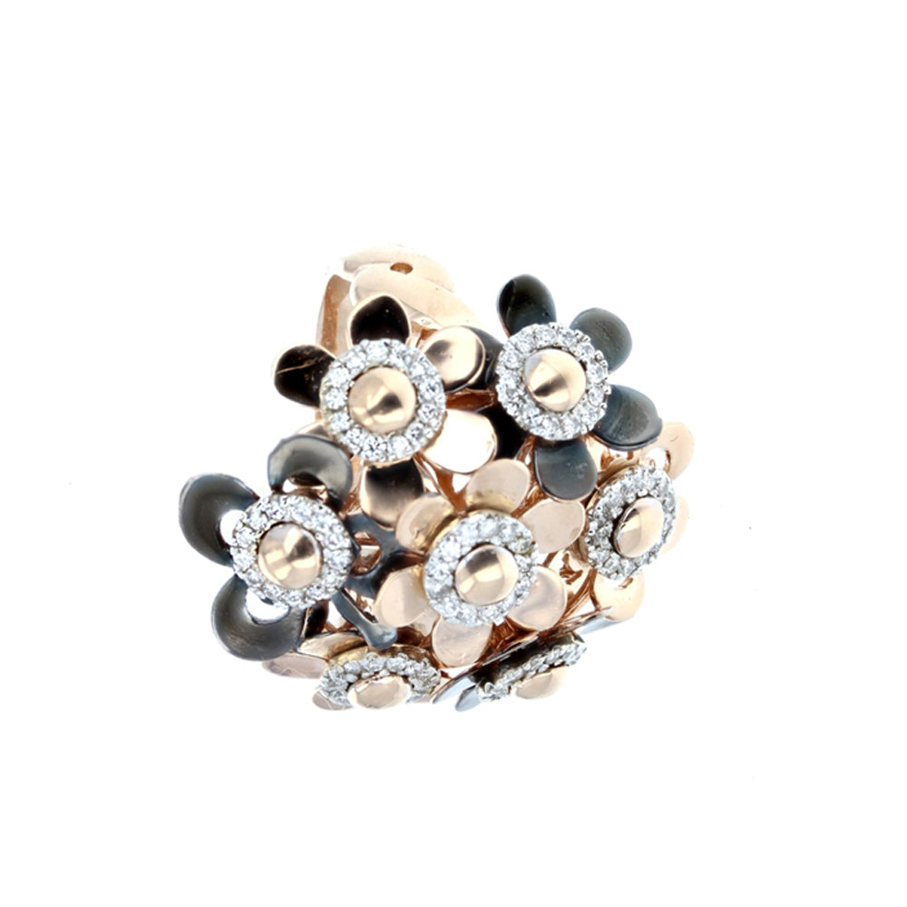 White & Rose Gold Diamond Daisy Flower Ring