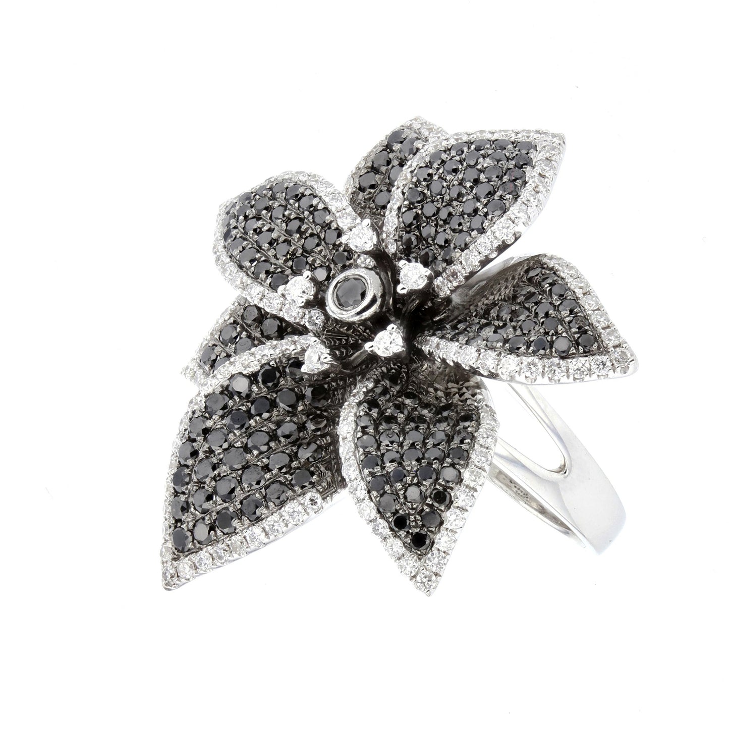 Black & White Diamond Flower Ring