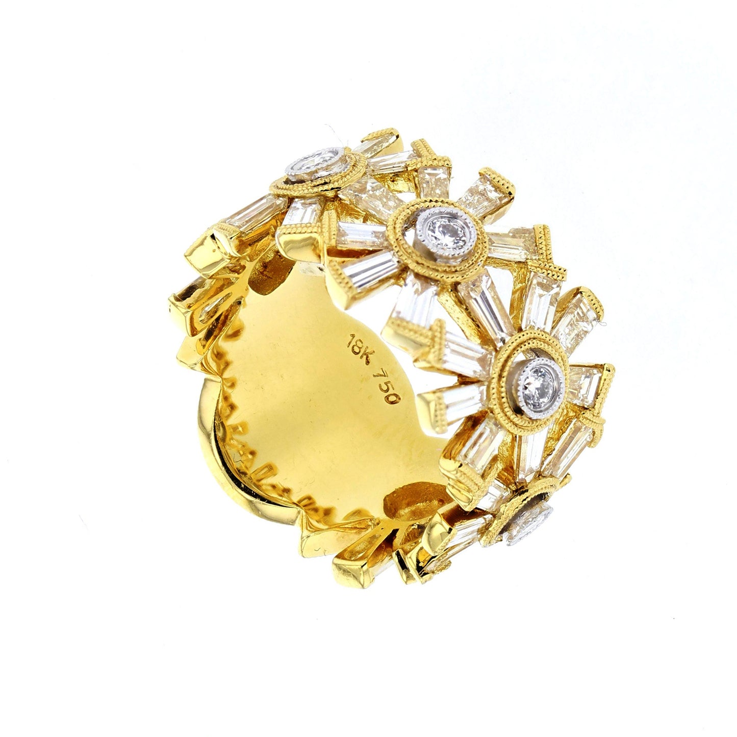 Yellow Gold Flower Look Diamond Ring