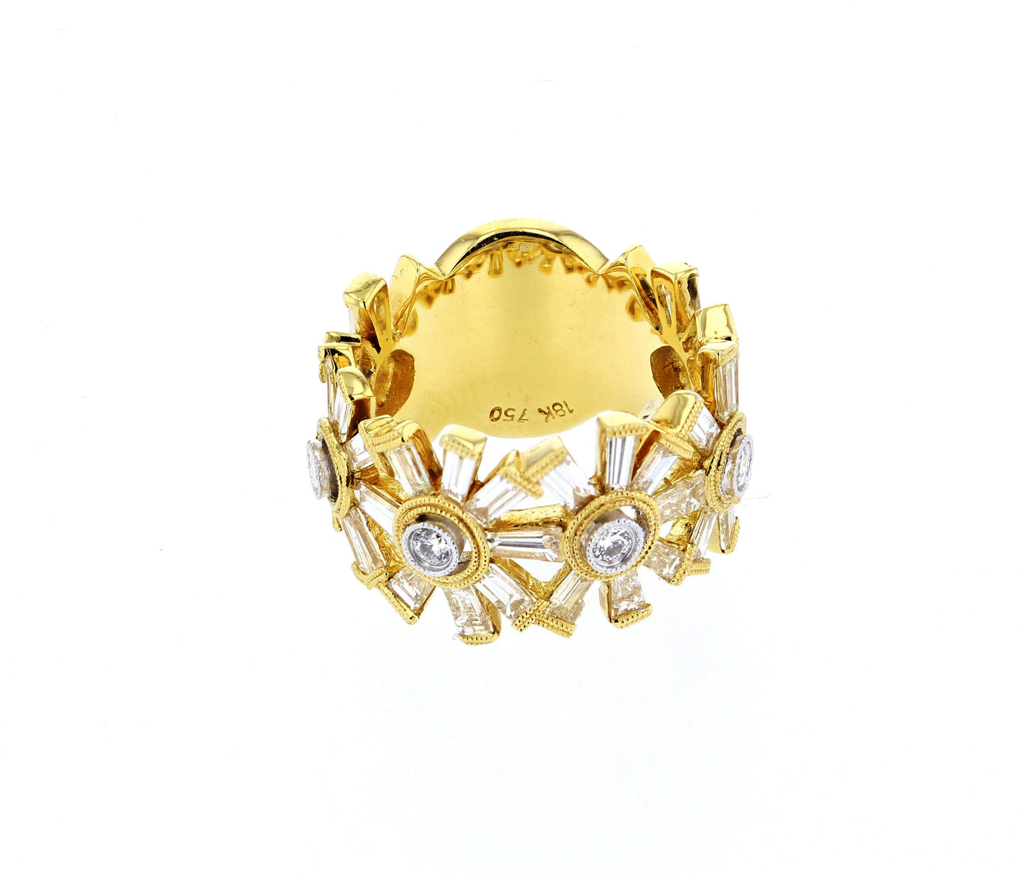 Yellow Gold Flower Look Diamond Ring