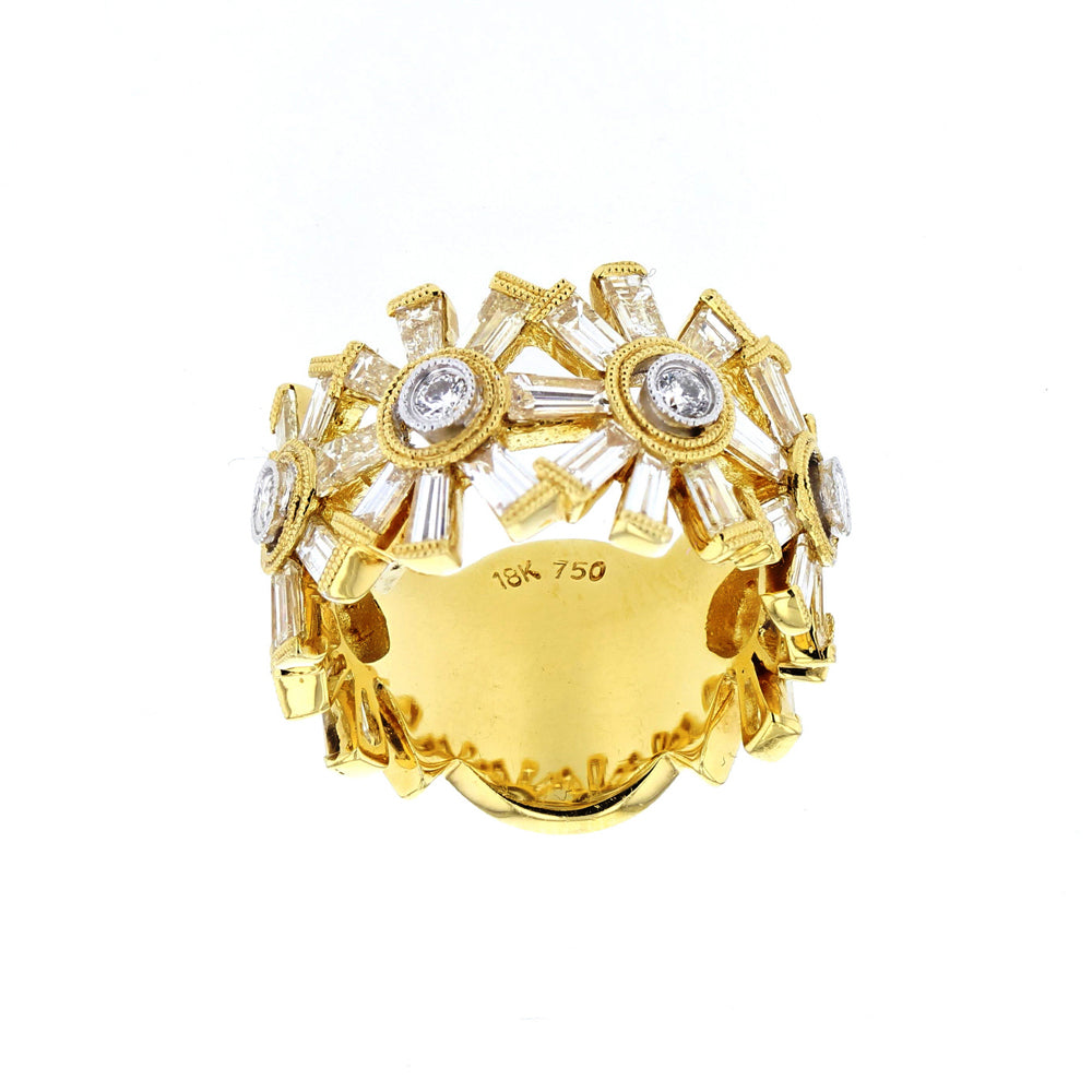 Yellow Gold Flower Look Diamond Ring