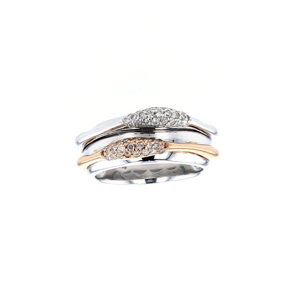 Two Tone Gold Band Diamond Ring