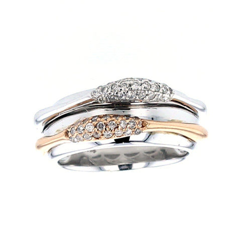 Two Tone Gold Band Diamond Ring