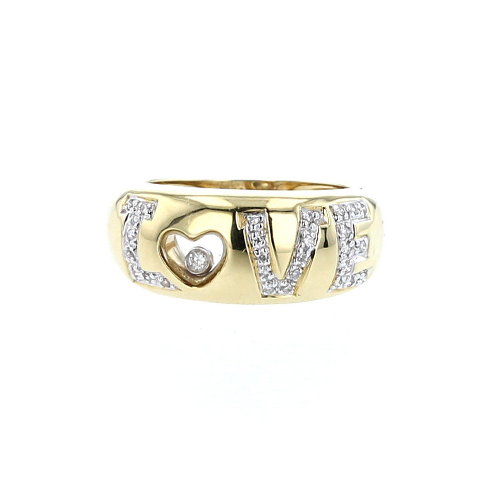 Yellow Gold Floating Diamond Love Ring