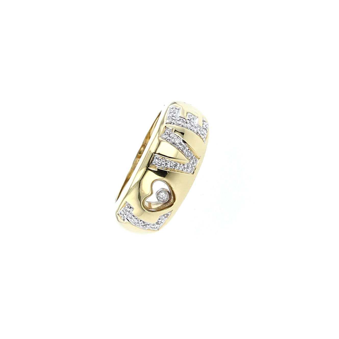 Yellow Gold Floating Diamond Love Ring