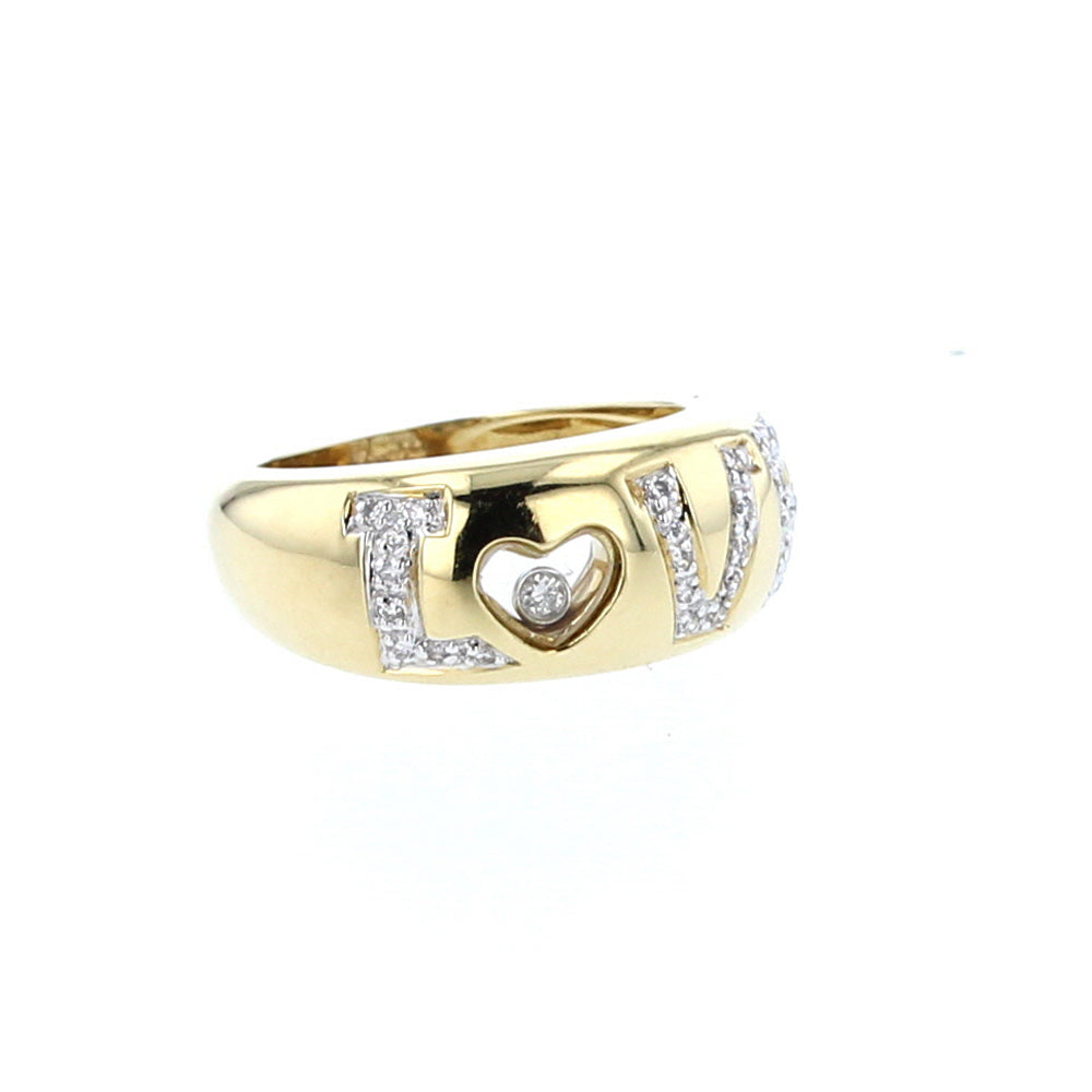 Yellow Gold Floating Diamond Love Ring