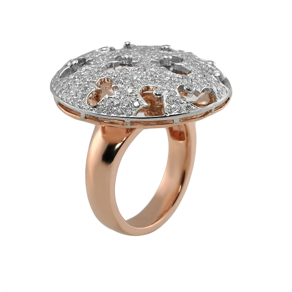 White & Rose Gold Modern Diamond Ring