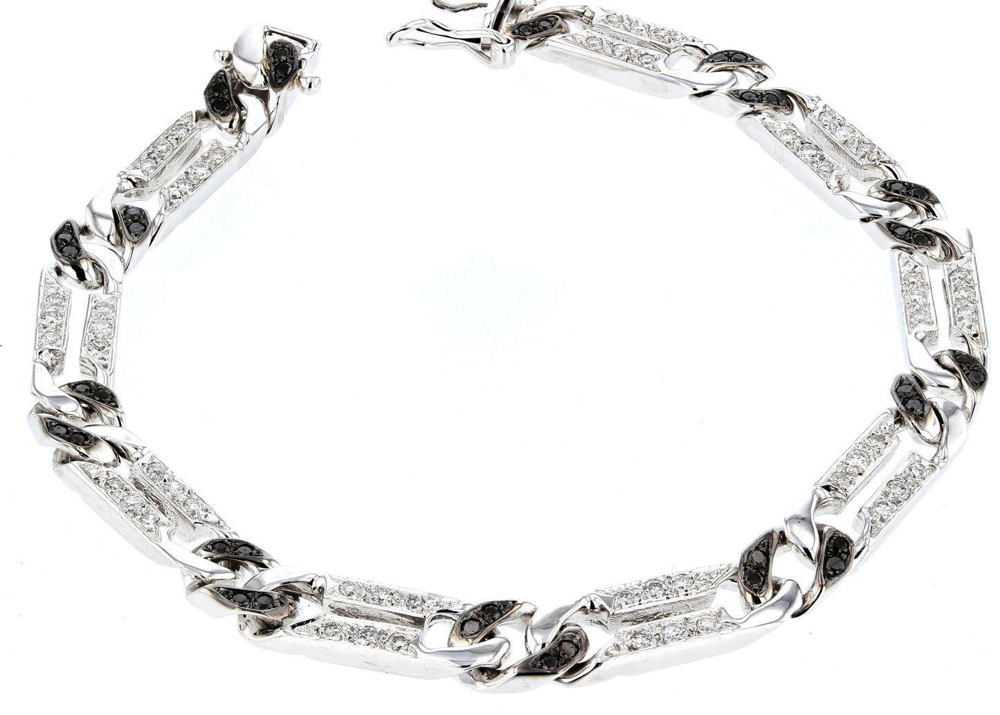 14kt Link Black & White Diamond Men's Gold bracelet