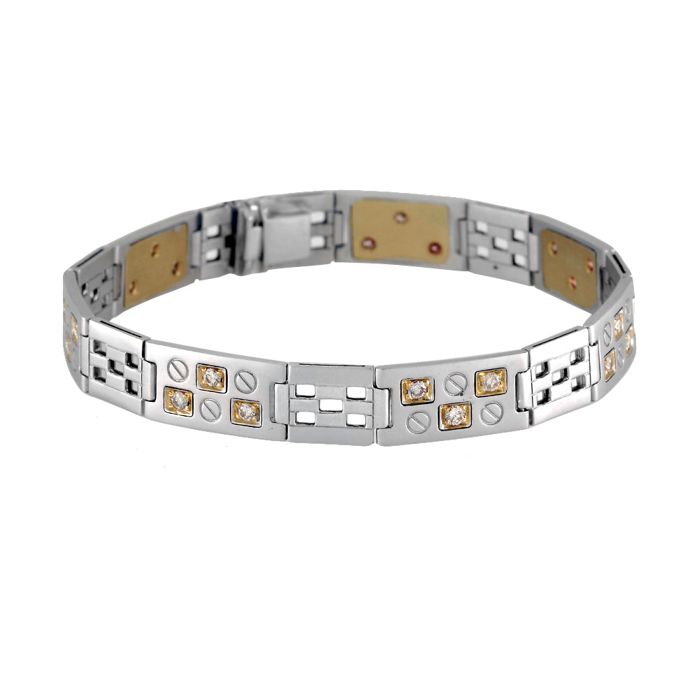 Men's 14Kt Two Tone Gold Diamond bracelet