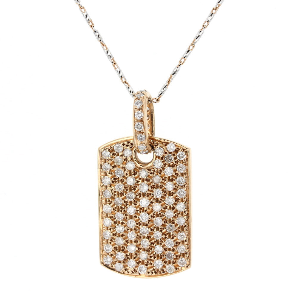 Rose Gold Diamond Dog Tag Pendant