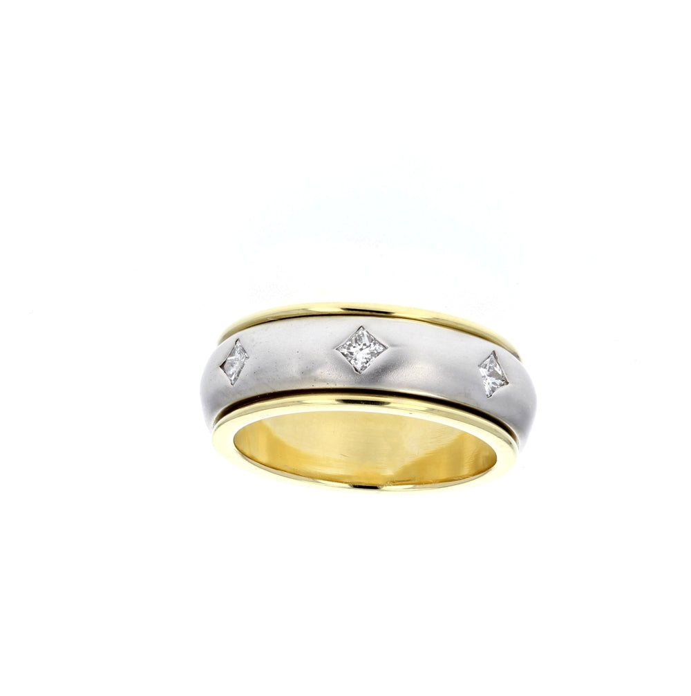 Two Tone Gold Diamond Spinner Wedding Band