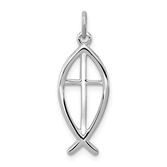 Rhodium-plated Ichthus Fish Charm