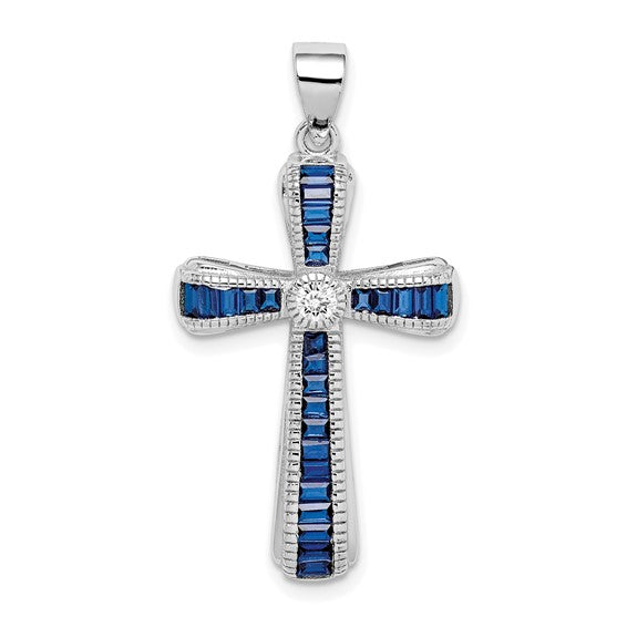 Blue Spinel Cross Pendant