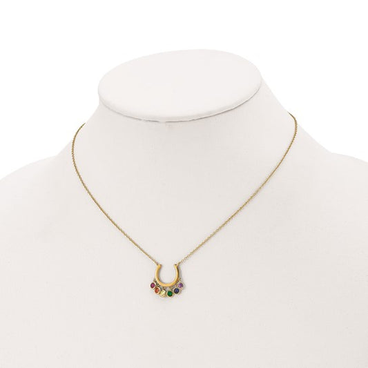 Sterling Silver Colorful CZ HorseShoe Necklace