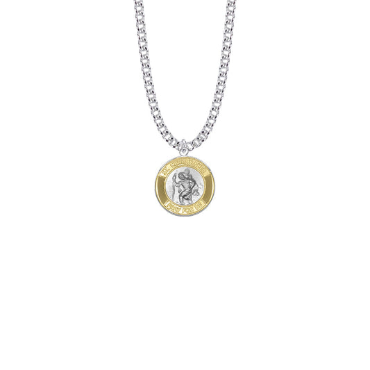 Two-Tone Sterling Silver St. Christopher Medal, Patron Saint of Travelers