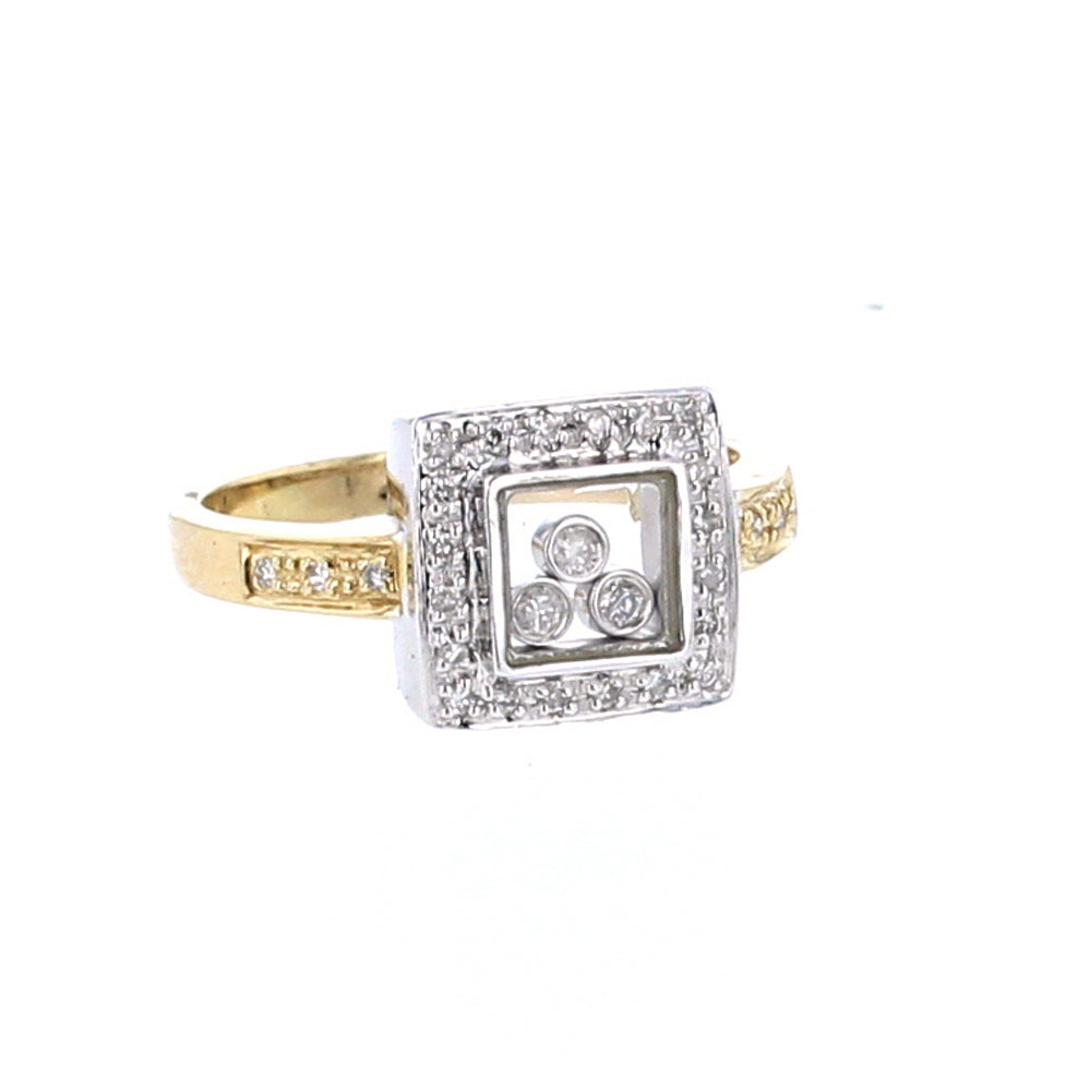 White & Yellow Gold Floating Diamond Ring