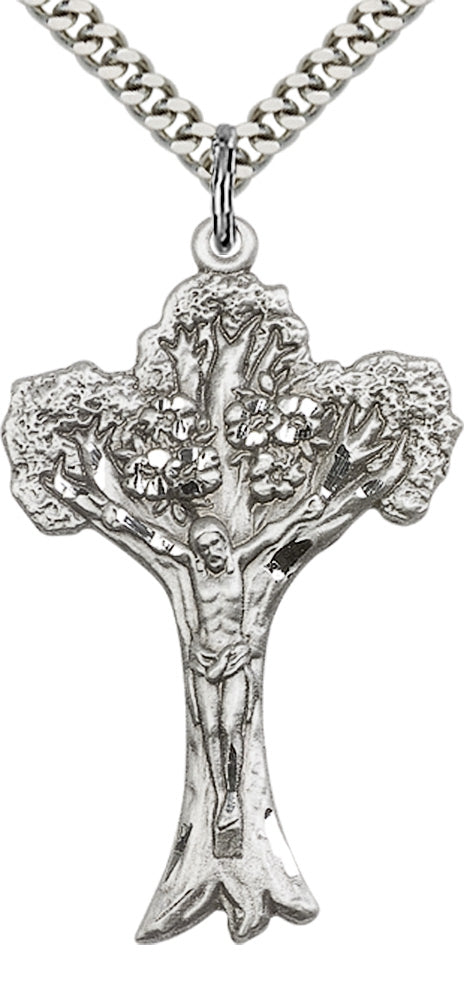 Sterling Silver Tree of Life Crucifix Pendant