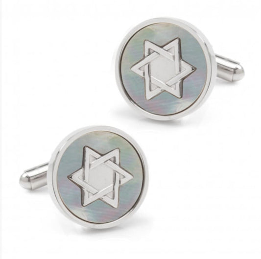 Star of David Mother of Pearl Stainless Steel Cufflinks