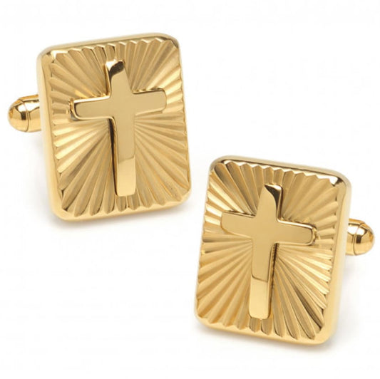 Radiant Cross Gold Stainless Steel Cufflinks