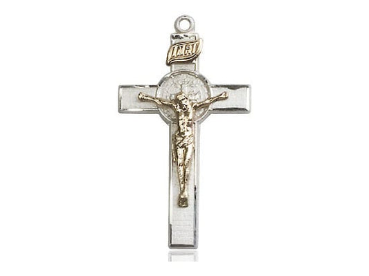 2-Tone Gold Filled / Sterling Silver St. Benedict Crucifix Pendant