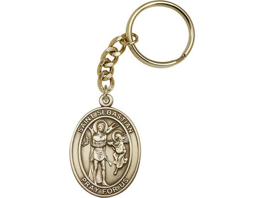 St. Sebastian Keychain Gold Finish