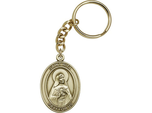 St. Rita of Cascia Keychain Gold Finish