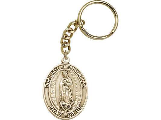 Our Lady of Guadalupe Keychain Gold Finish