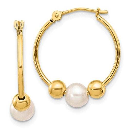 Freshwater Cultured Pearl Polished Hoop Earring