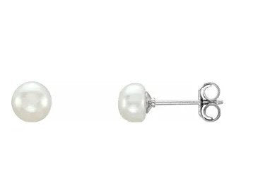 Sterling Silver White Freshwater Cultured Pearl Earrings