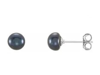 Sterling Silver Black Freshwater Cultured Pearl Earrings