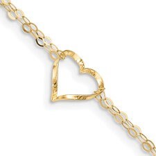 Double Strand Heart 9 Inch with extension Anklet