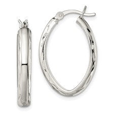 Sterling Silver Oval Hoop Earrings