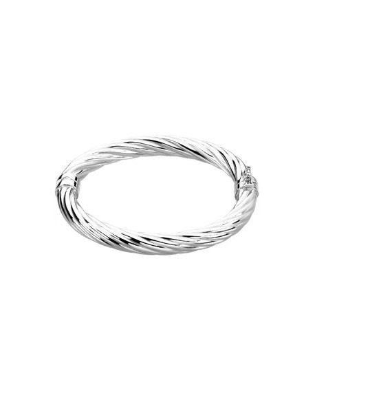 Silver Hinged Bangle 7" Bracelet