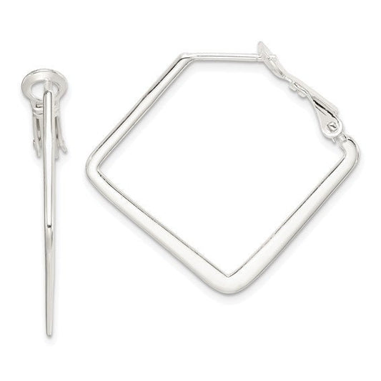 Silver Square Hoop Earrings