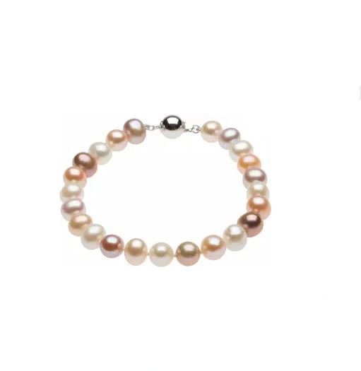 Silver Cultured Multi-Color Freshwater Pearl Bracelet