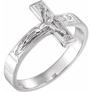 Crucifix Ring Sterling Silver 12mm