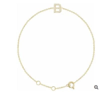 Yellow Natural Diamond Initial Bracelet