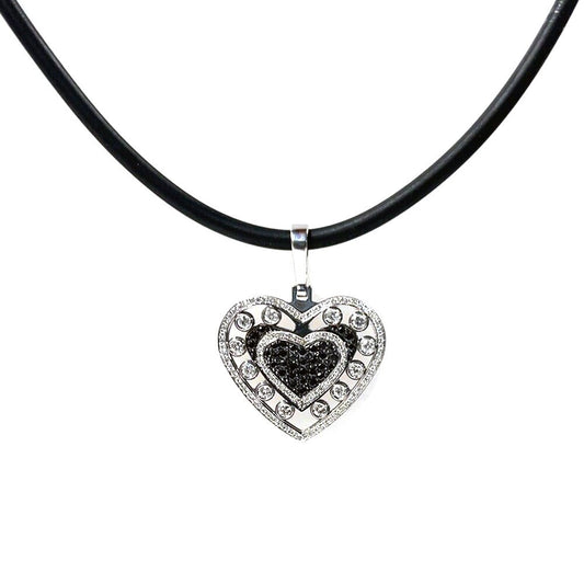 Gold Black & White Diamond Heart Pendant