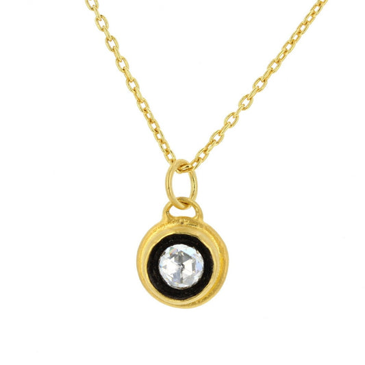 24kt Layered  Pendant Necklace with Old-Cut Diamond