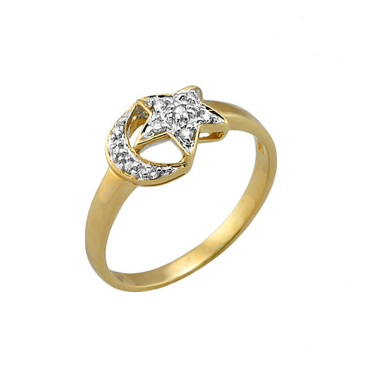 Yellow gold Diamond Star & Moon Ring