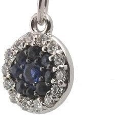 WG Small Diamond & Sapphire Circle Evil Eye Pendant