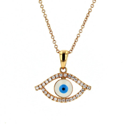 Enameled Evil Eye Pendant Necklace